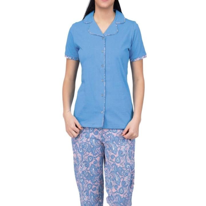7457 Boydan Düğmeli Bayan Pijama Takım