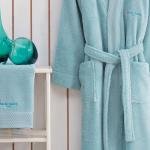 Tek Kişilik 3 Parça Bornoz Set Jaına Xl Beden Aqua 100% Mıcro Cotton