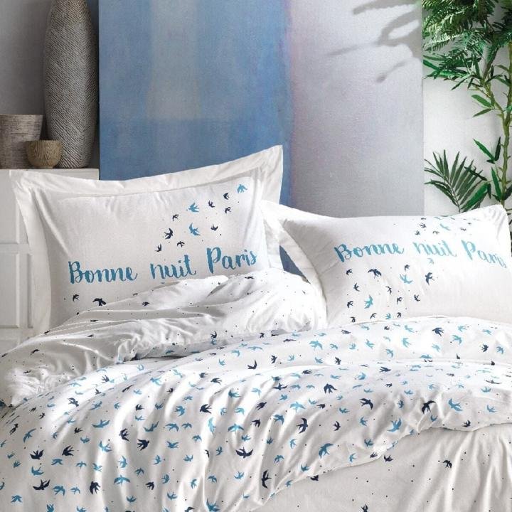 Tek Kişilik Nevresım Takımı Arıelle 100% Pamuk Mavı