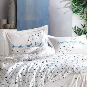 Çift Kişilik Nevresım Takımı Arıelle 100% Pamuk Mavı