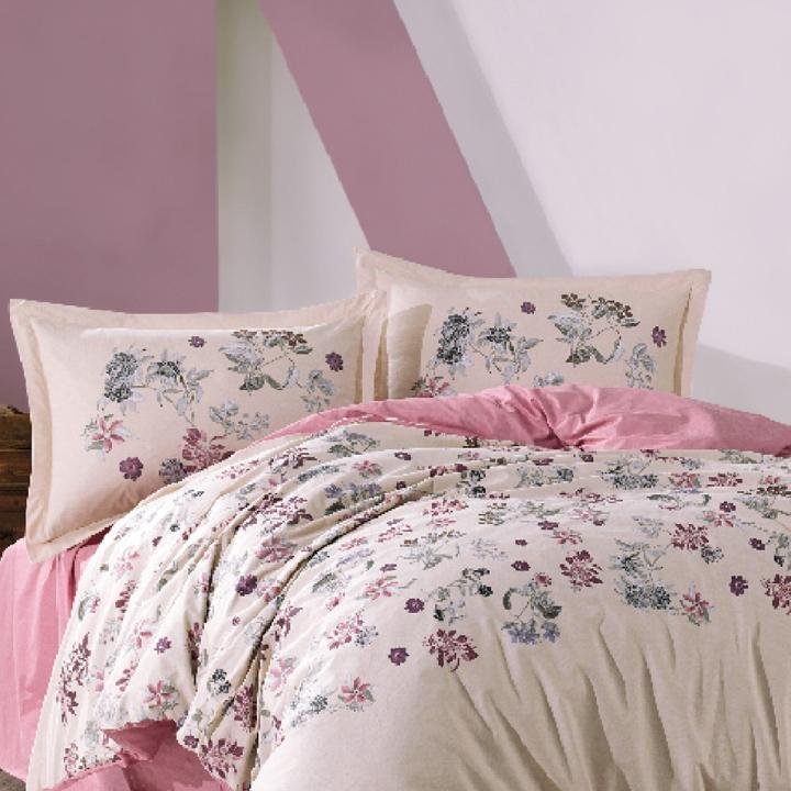 Çift Kişilik Nevresım Takımı Pralıne 100% Pamuk Pudra