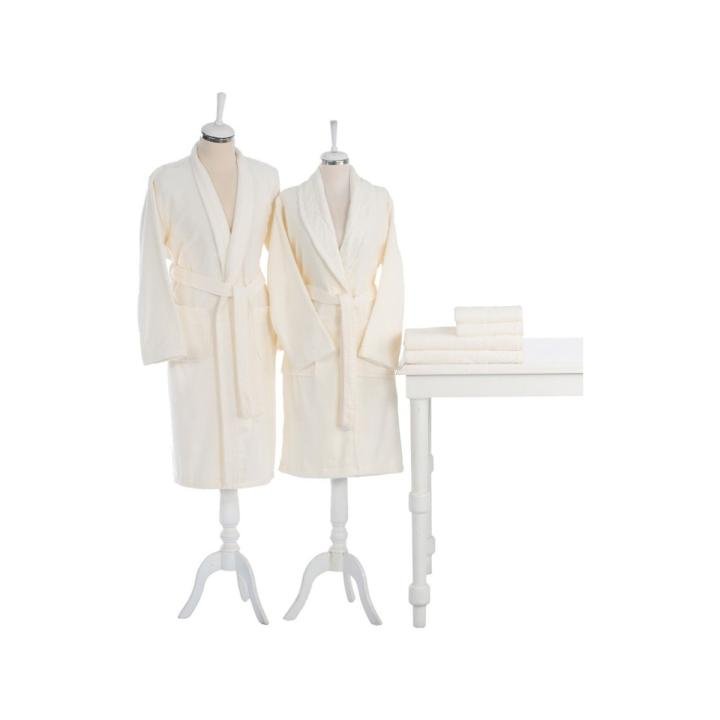 Aile Bornoz Seti Orkide Krem Krem