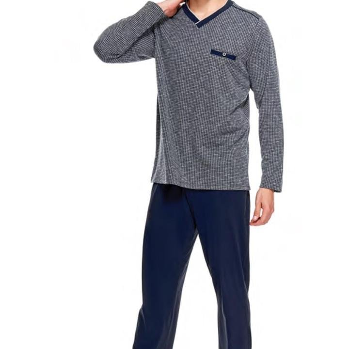 8568 Jakarlı V Yaka Erkek Pijama Takım