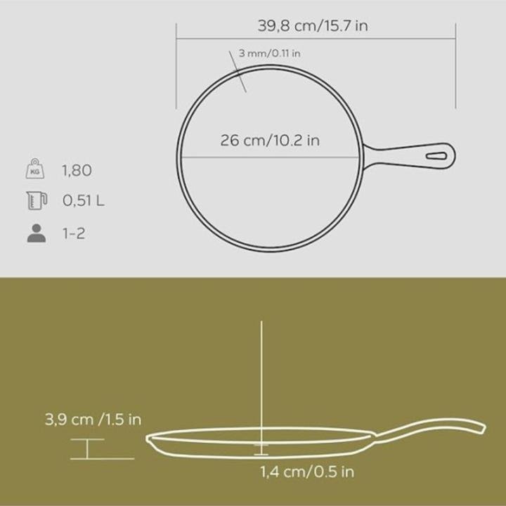 Döküm Krep/pizza/pancake Tavası,yuvarlak,metal Saplı Çap 26 Cm Lvecoykrp26