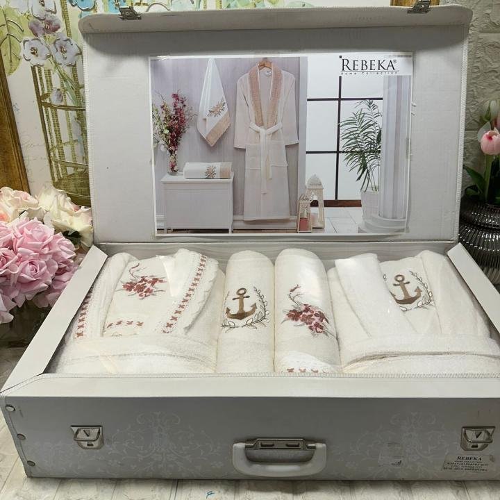 Kopanaki 6lı Bornoz Seti (krem -pudra)