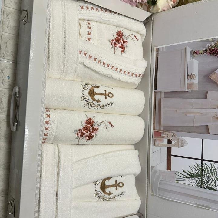 Kopanaki 6lı Bornoz Seti (krem -pudra)