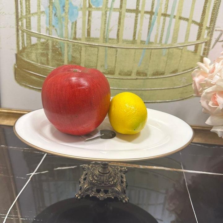 Antik Bold Yaldızlı Kulplu Porselen Ayaklı Sunumluk 30*22 cm