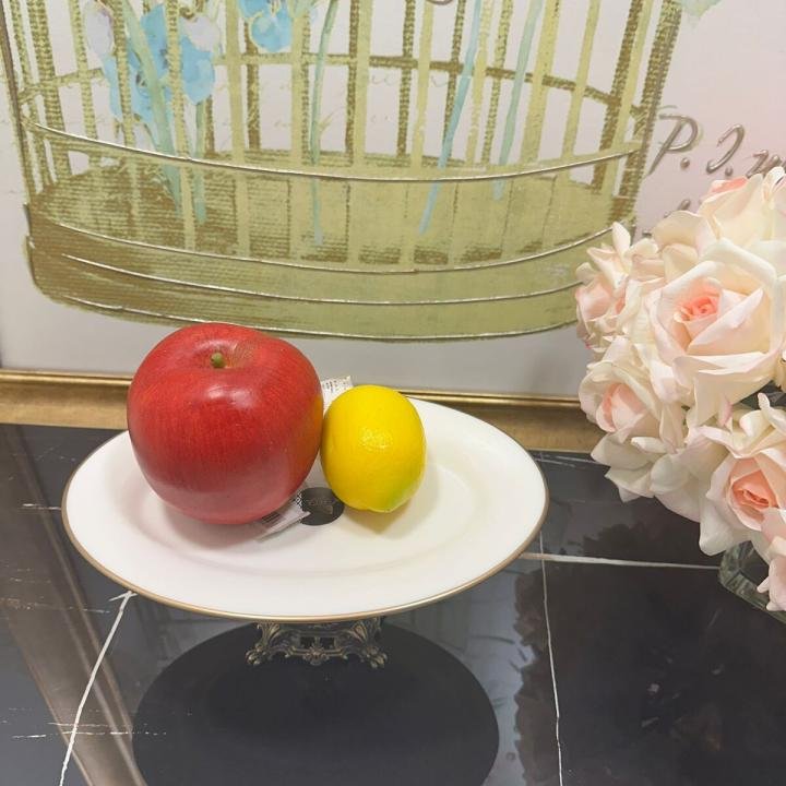 Antik Bold Yaldızlı Kulplu Porselen Ayaklı Sunumluk 30*22 cm