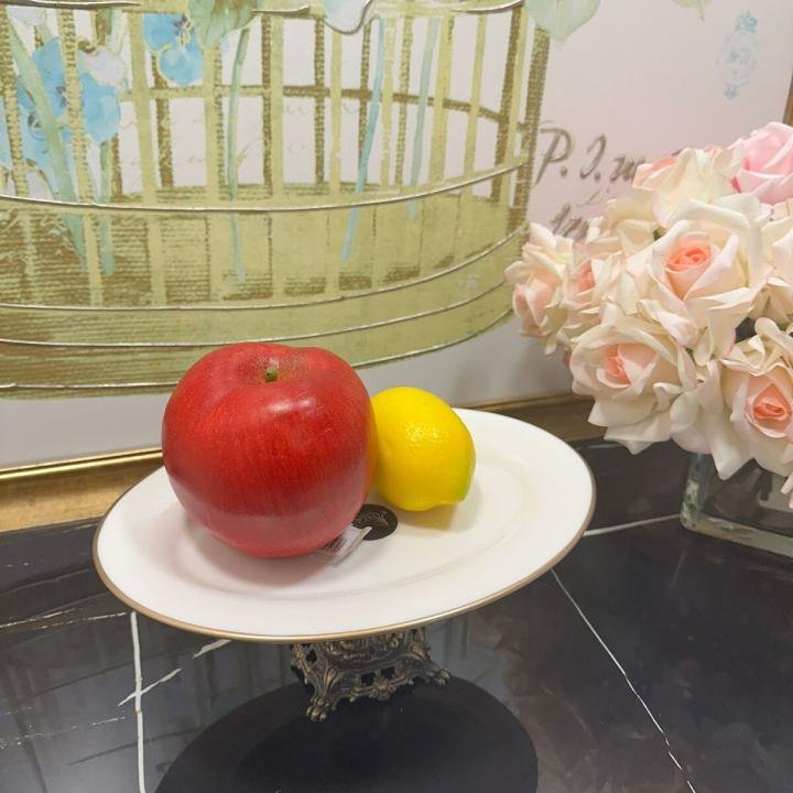 Antik Bold Yaldızlı Kulplu Porselen Ayaklı Sunumluk 30*22 cm