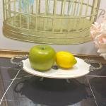 Antik Bold Yaldızlı Kulplu Porselen Kayık Ayaklı Sunumluk 30*22 cm