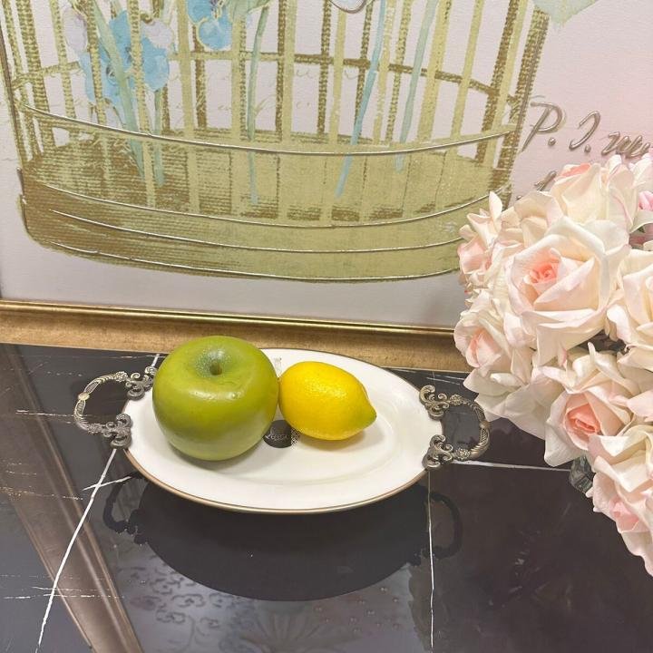 Antik Bold Yaldızlı Kulplu Porselen Kayık Ayaklı Sunumluk 30*22 cm