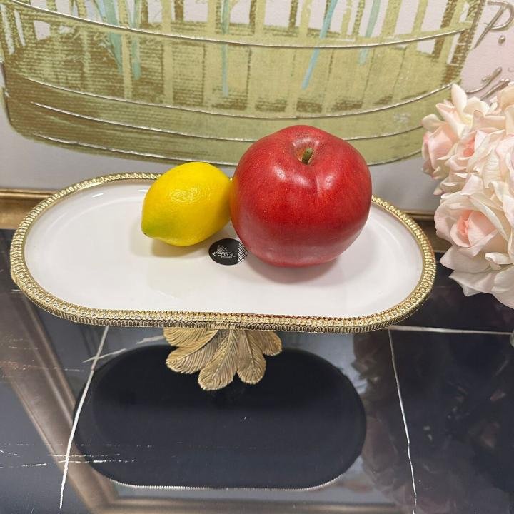 Frame Gold Porselen Kayık Ayaklı Sunumluk 17*34*15