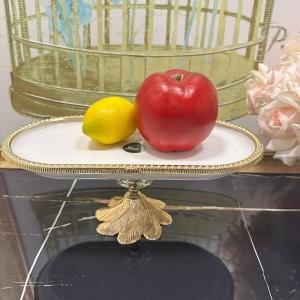 Frame Gold Porselen Kayık Ayaklı Sunumluk 17*34*15