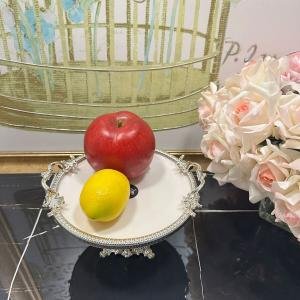 Frame Gümüş Kulplu Porselen 19 cm Ayaklı Sunumluk 21*24*17