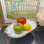 Frame Gümüş Kulplu Porselen Kayık Ayaklı Sunumluk 22*37*17