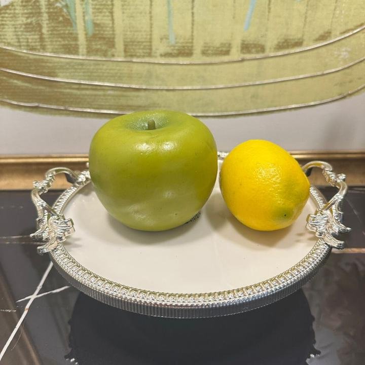 Frame Gümüş Kulplu Porselen 19 cm Sunumluk 21*24*8