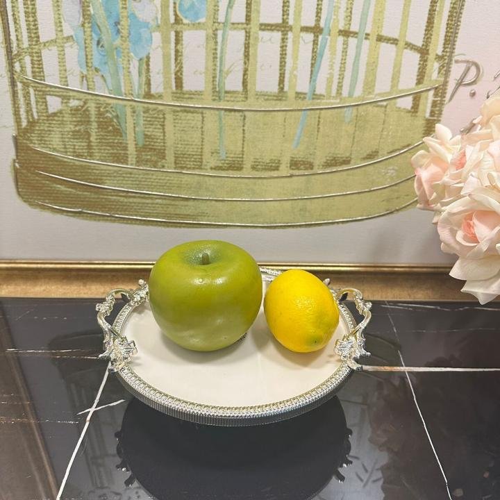 Frame Gümüş Kulplu Porselen 19 cm Sunumluk 21*24*8