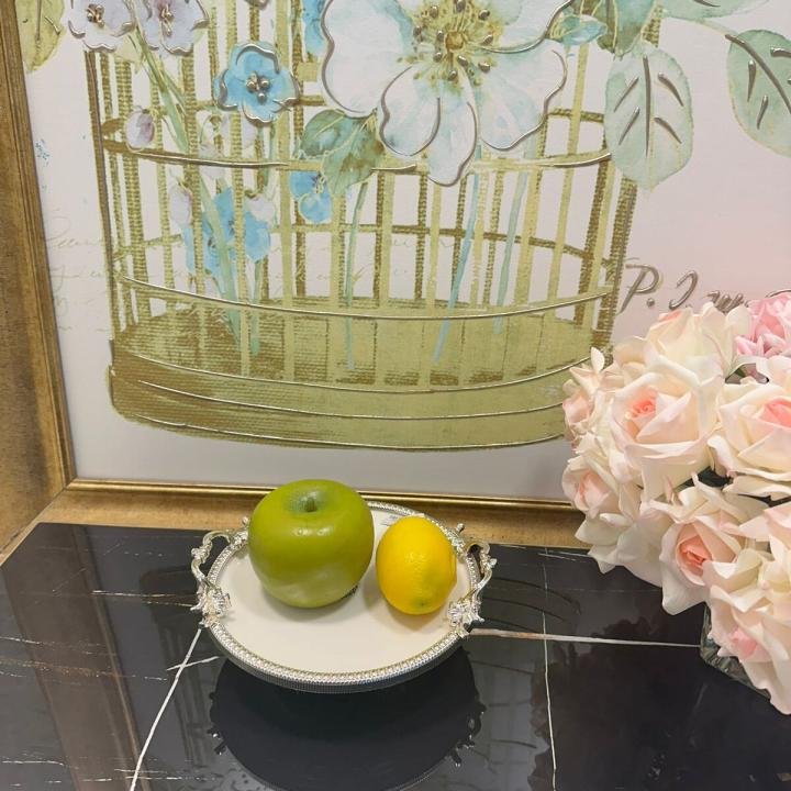 Frame Gümüş Kulplu Porselen 19 cm Sunumluk 21*24*8