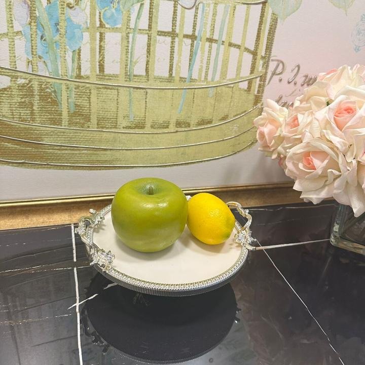 Frame Gümüş Kulplu Porselen 19 cm Sunumluk 21*24*8