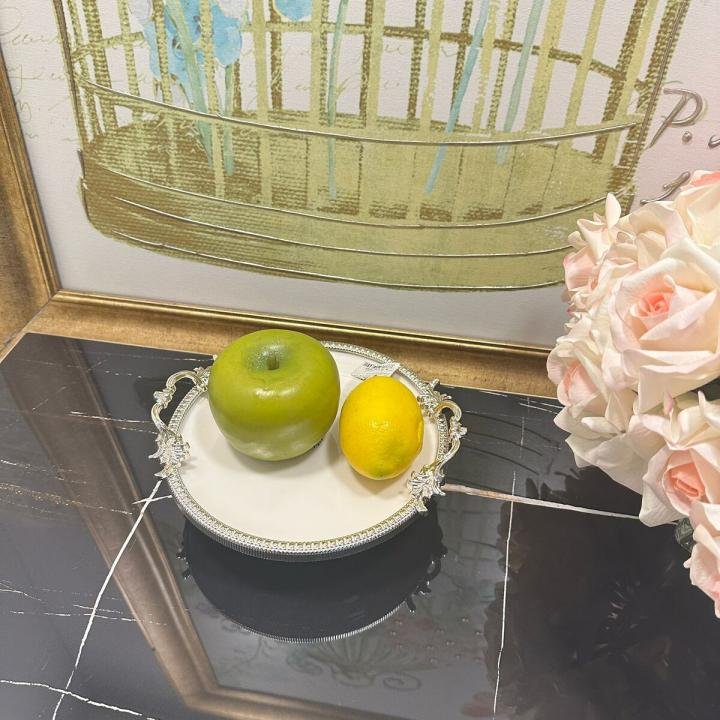 Frame Gümüş Kulplu Porselen 19 cm Sunumluk 21*24*8