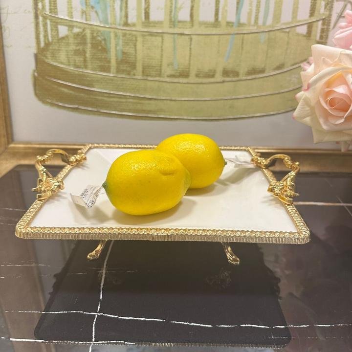 Frame Gold Kulplu Porselen Küçük Kare Sunumluk 22*28*8