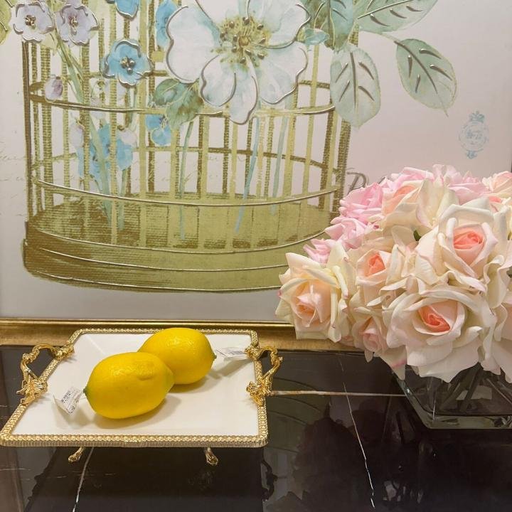 Frame Gold Kulplu Porselen Küçük Kare Sunumluk 22*28*8