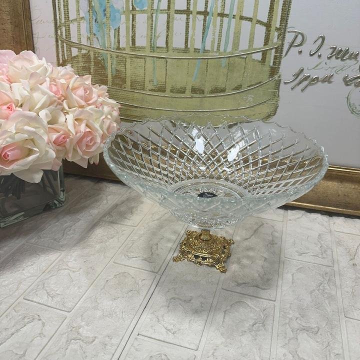 Hanedan Altın Ayaklı Salata Cam Kasesi 29*29*18