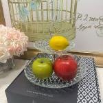 2 Katlı Gümüş Cam Kurabiyelik Sunumluk 29*29*25 cm