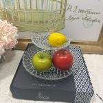 2 Katlı Gümüş Cam Kurabiyelik Sunumluk 29*29*25 cm