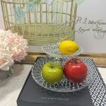 2 Katlı Gümüş Cam Kurabiyelik Sunumluk 29*29*25 cm