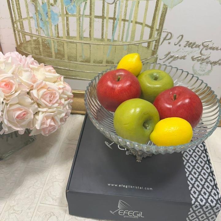 Antik Kristal Gold Cam Ayaklı Salata Kasesi 29*29*19