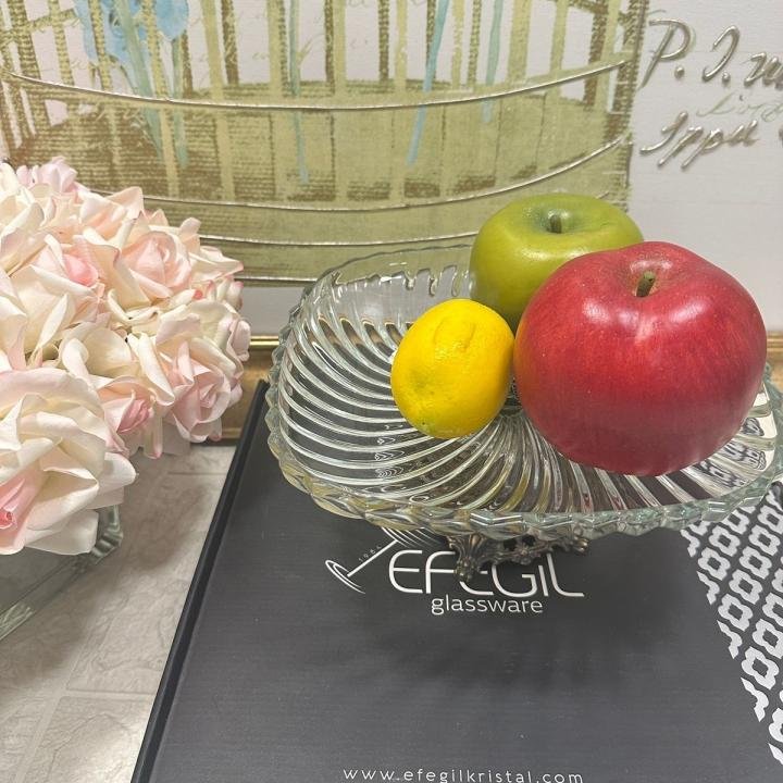 Antik Kristal Gold Cam Kare Ayaklı Sunumluk 25*25*15