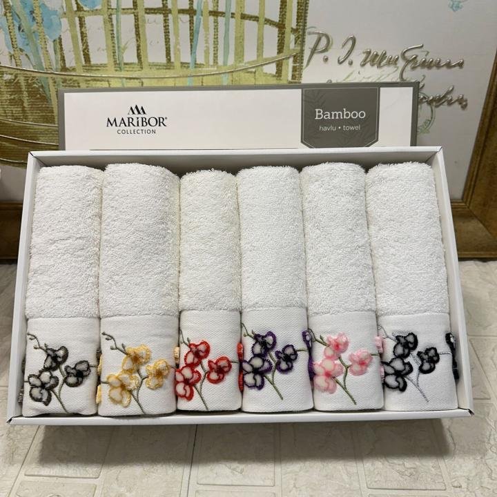 Lazer Kesim Nakışlı Bambu Havlu 6 Ad. (50X90)