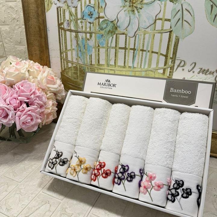 Lazer Kesim Nakışlı Bambu Havlu 6 Ad. (50X90)