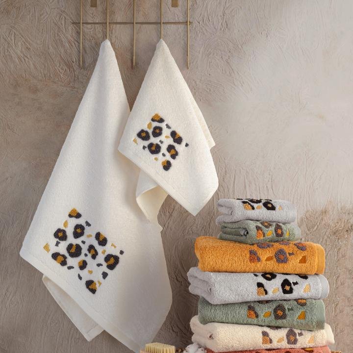 LEOPAR - %70 Bambu / %30 Pamuk Nakışlı El Havlusu - 6'lı Set 50x90