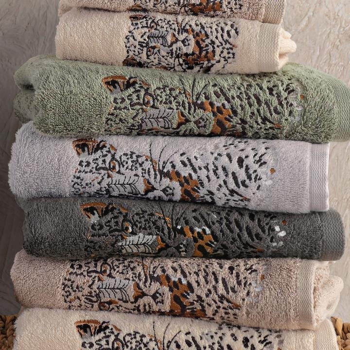 ÇİTA - %70 Bambu / %30 Pamuk Nakışlı El Havlusu - 6'lı Set 50x90