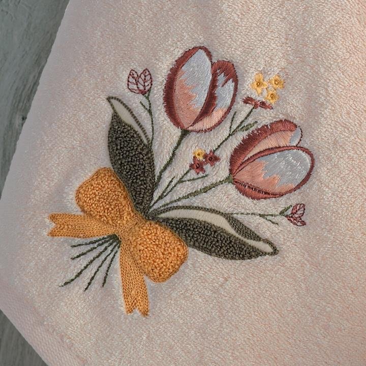 TULIPA - %70 Bambu / %30 Pamuk Nakışlı El Havlusu - 6'lı Set 50x90