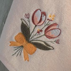 TULIPA - %70 Bambu / %30 Pamuk Nakışlı El Havlusu - 6'lı Set 50x90