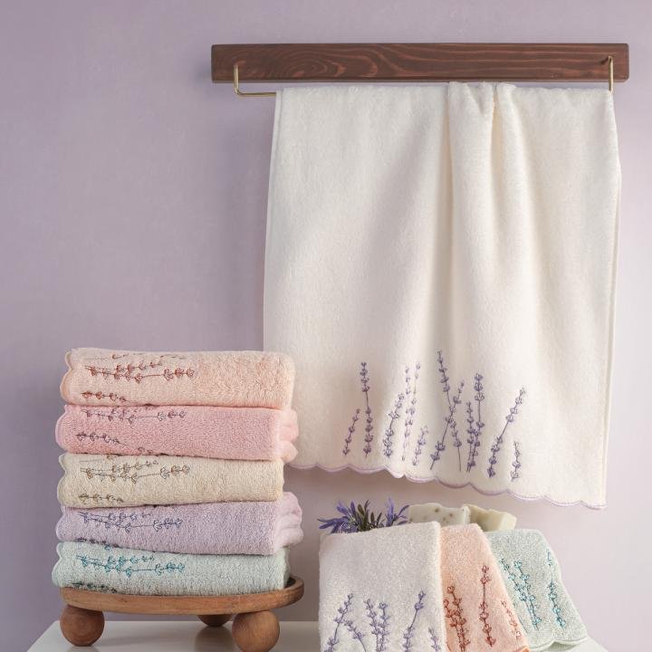 SILVANA - %70 Bambu / %30 Pamuk Nakışlı El Havlusu - 6'lı Set 50x90