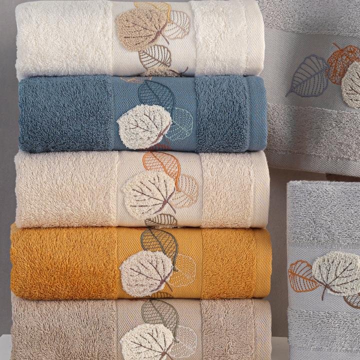 NORRIS - %70 Bambu / %30 Pamuk Nakışlı El Havlusu - 6'lı Set 50x90