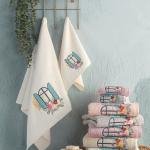 ALAÇATI - %70 Bambu / %30 Pamuk Nakışlı El Havlusu - 6'lı Set 50x90