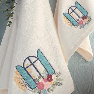 ALAÇATI - %70 Bambu / %30 Pamuk Nakışlı El Havlusu - 6'lı Set 50x90