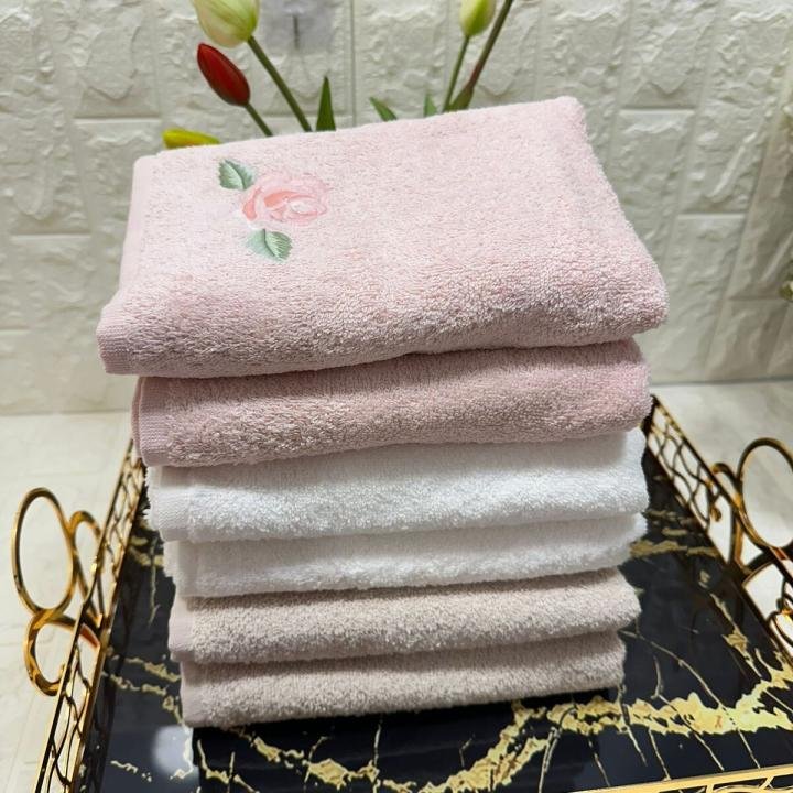 6’lı Havlu Gül Nakışlı 50 X 90 % 100 Pamuk