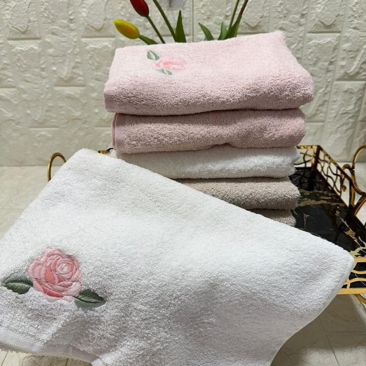6’lı Havlu Gül Nakışlı 50 X 90 % 100 Pamuk