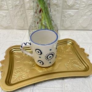 KUPA Mug Nazar Desen El Yapımı Seramik 350 ml