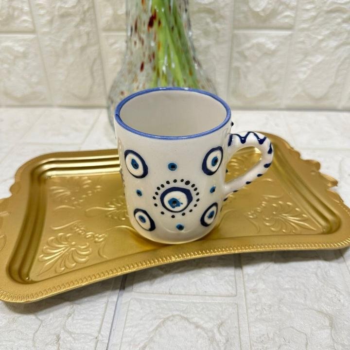 KUPA Mug Nazar Desen El Yapımı Seramik 350 ml