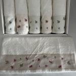 Gül - 6'lı Havlu Seti Bambu Nakışlı 50x90