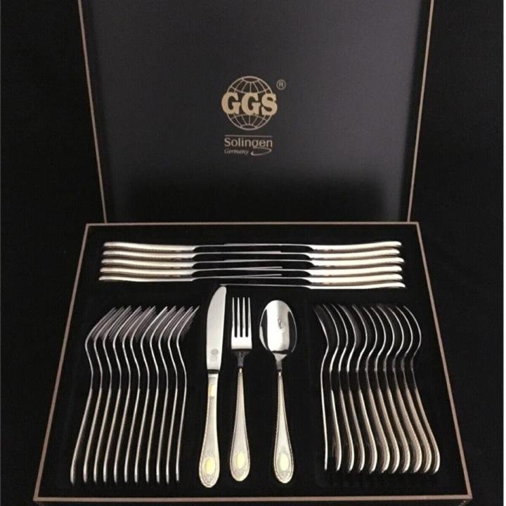 Nadine Parlak Altın Solingen Kutulu Çatal Kaşık Bıçak 96 Parça