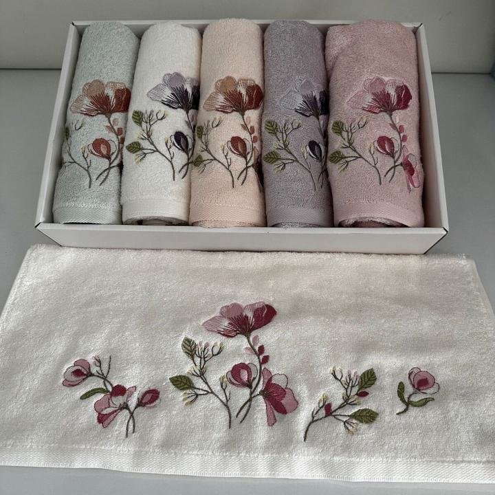 Idil 6'lı Havlu Seti Bambu Nakışlı 50x90