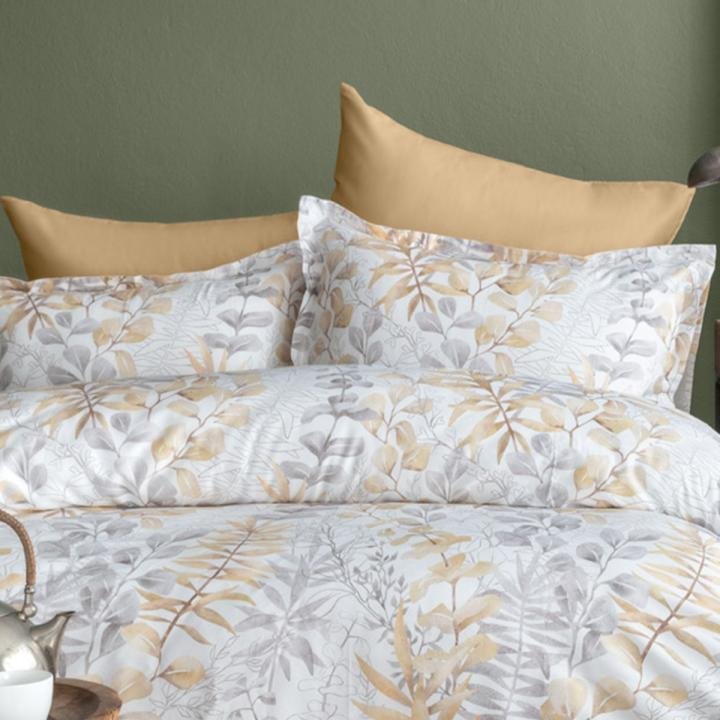 Occale Beige Çift Kişilik %100 Pamuk Saten Nevresim Takımı